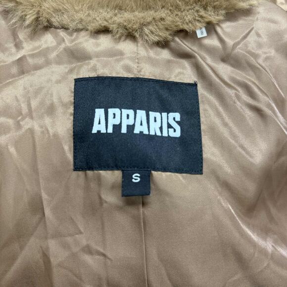 Apparis Goldy Coat Hooded Faux- Fur Jacket Camel Women’s Small Vegan Fur - Picture 10 of 11